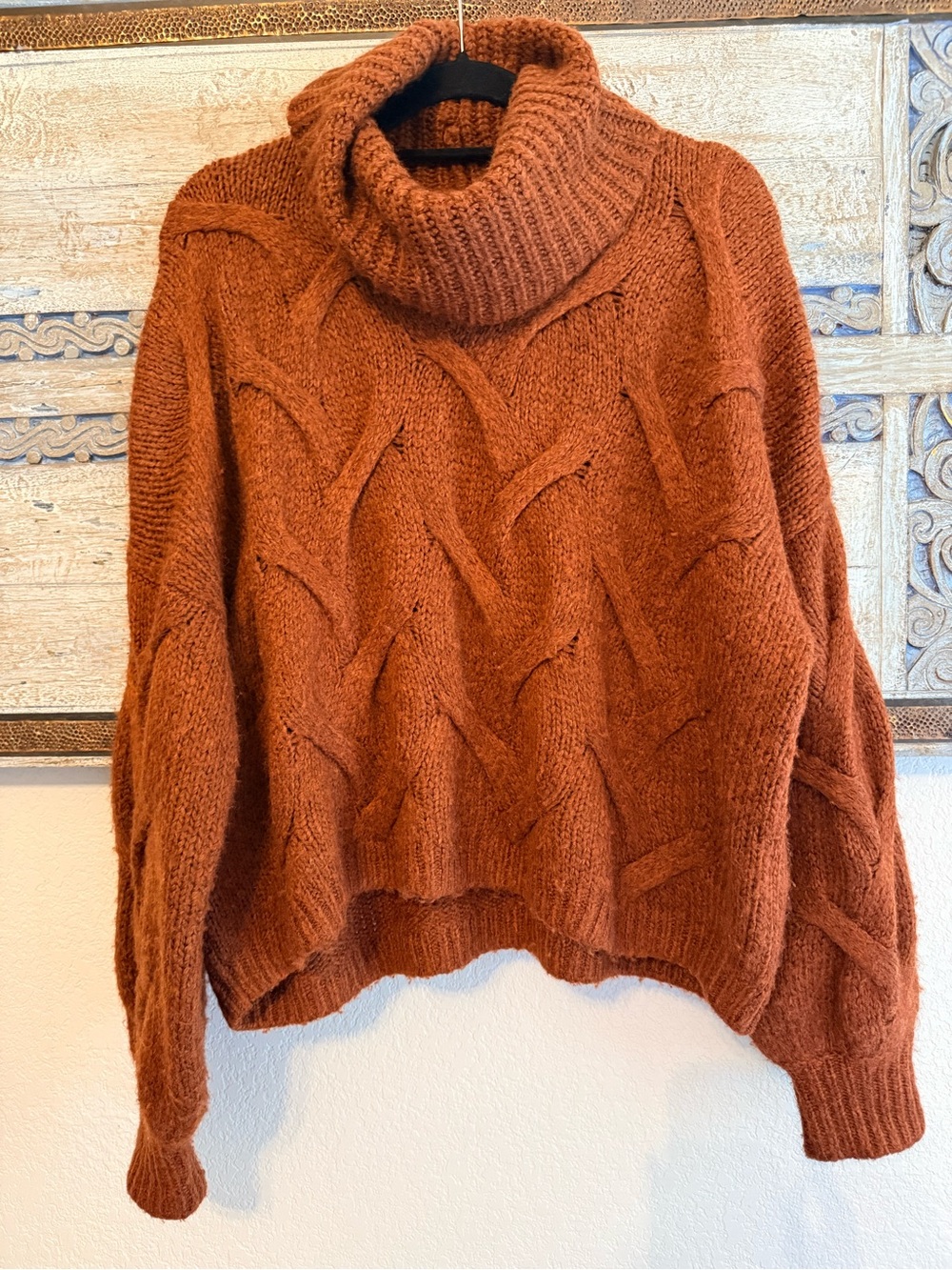 Madewell Turtleneck Cable Knit Sweater - Rust